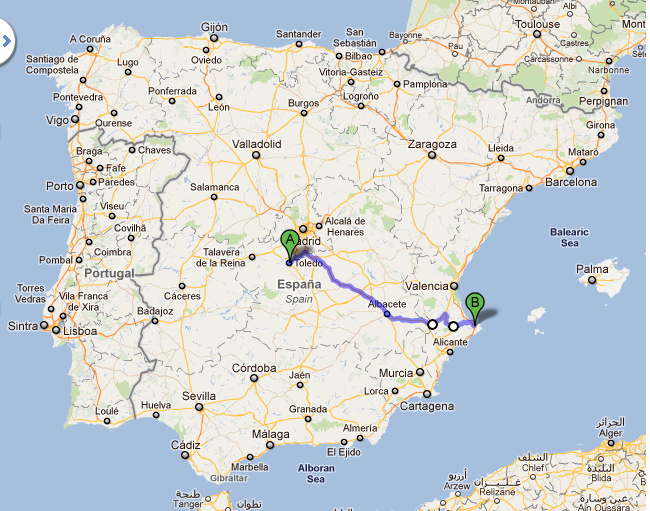 Toledo a Pedreguer - Google Maps